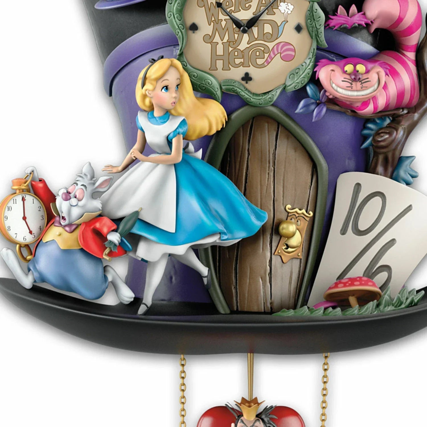 Relógio cuco de parede Alice no País das Maravilhas "Chapeleiro Louco"